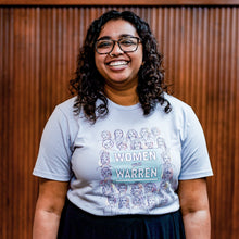 Load image into Gallery viewer, Warren for President staffer in We Are Women With Warren — Artist Series unisex t-shirt. (3987847970925) (7431931592893)