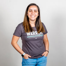 Load image into Gallery viewer, Warren Minimalist Fitted T-shirt in asphalt and green on model. (1519811592301) (7433026044093)