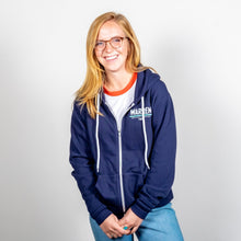 Load image into Gallery viewer, Dream Big, Fight Hard Navy Hoodie front view on model.  (1506799779949) (7433842753725)