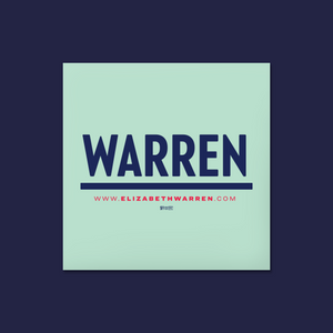 Square liberty green and navy magnet featuring the Warren logo. (4348364750957)