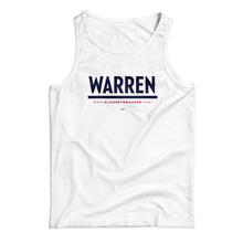 Load image into Gallery viewer, Unisex tank top in white with navy WARREN logo (1642404806765) (7433026666685)