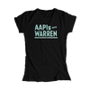 AAPIs with Warren Black Fitted T-shirt with Liberty Green type. (4455157727341) (7431624065213)