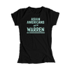 Asian Americans with Warren Black Fitted T-Shirts with Liberty Green type. (4465469685869) (7431678066877)
