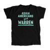 Asian Americans with Warren Black T-Shirt with Liberty Green type. (4465468506221) (7431678361789)