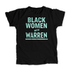 Black Women with Warren Black Unisex T-shirt with Liberty Green type. (4455135445101) (7431679803581)