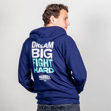 Load image into Gallery viewer, Dream Big, Fight Hard Hoodie on model.  (1506799779949) (7433842753725)