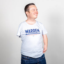 Load image into Gallery viewer, Warren Fitted T-Shirt in Gray on model. (1506796175469) (7433025978557)