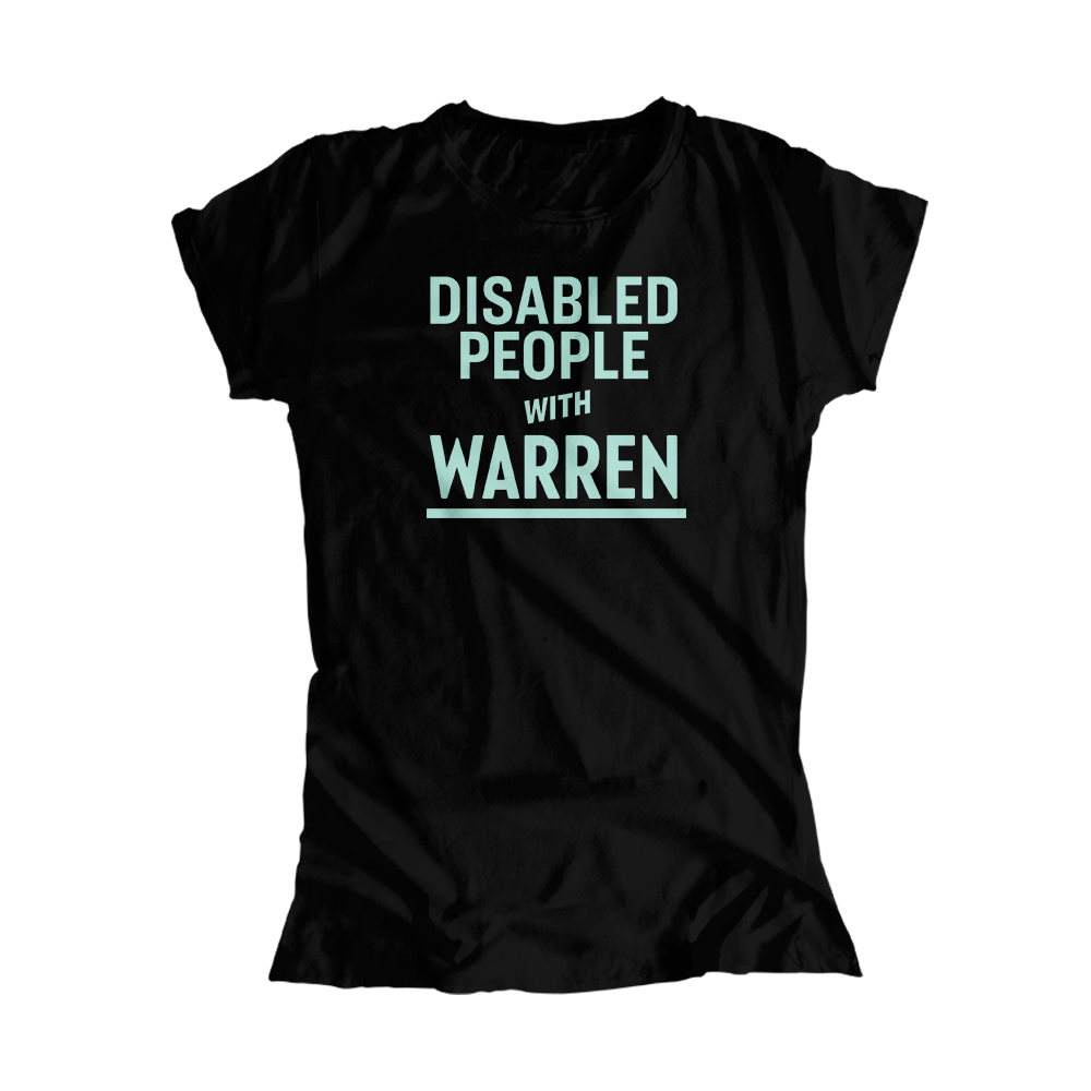 Disabled People with Warren Fitted T-Shirt with liberty green text. (4520945877101) (7431680983229)