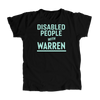 Disabled People with Warren Unisex T-Shirt with liberty green text. (4520944140397) (7431681081533)
