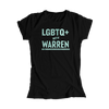 LGBTQ+ with Warren Black Fitted T-shirt with Liberty Green type. (4464726540397) (7432139571389)