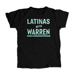 Latinas with Warren Black Unisex T-shirt with Liberty Green type. (4455135936621) (7432139342013)