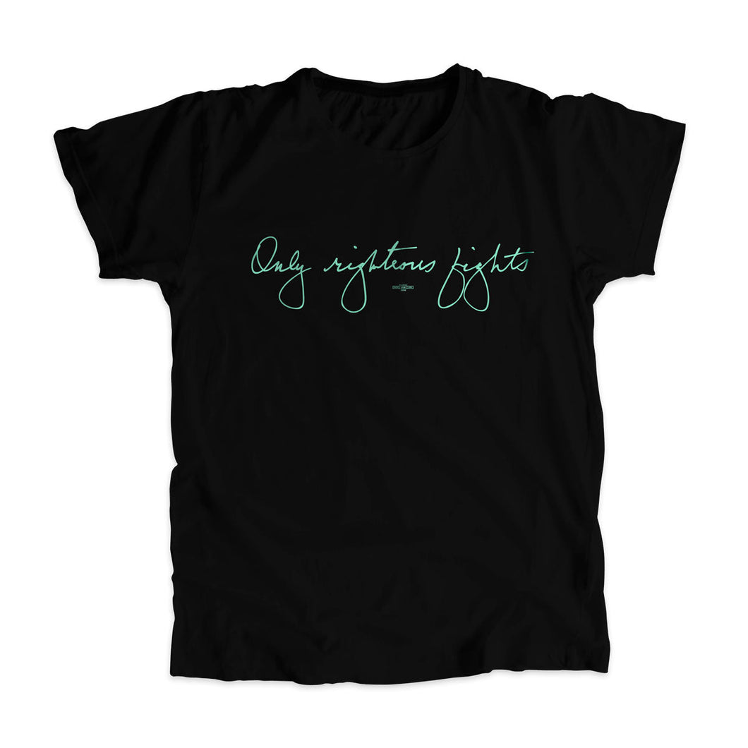 Black unisex t-shirt with the phrase 