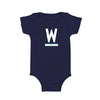 Navy onesie with white and liberty green Warren 
