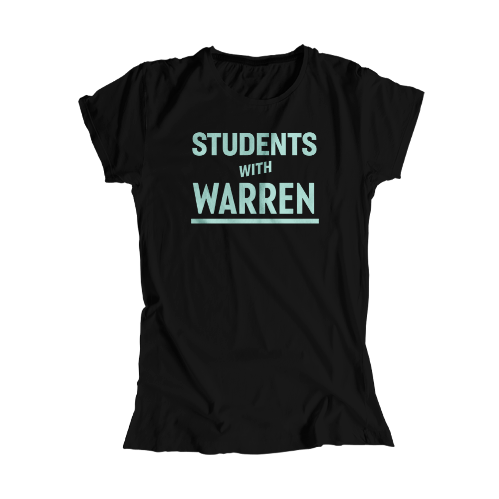 Students with Warren Black Fitted T-Shirt with Liberty Green type. (4455163166829) (7432141504701)