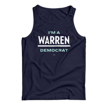 Load image into Gallery viewer, Navy unisex tank with the phrase, I&#39;m a Warren Democrat. Warren is the Warren logo in white and &quot;I&#39;m a&quot; and &quot;Democrat&quot; are in liberty green the logo (1678478377069) (7431621607613)
