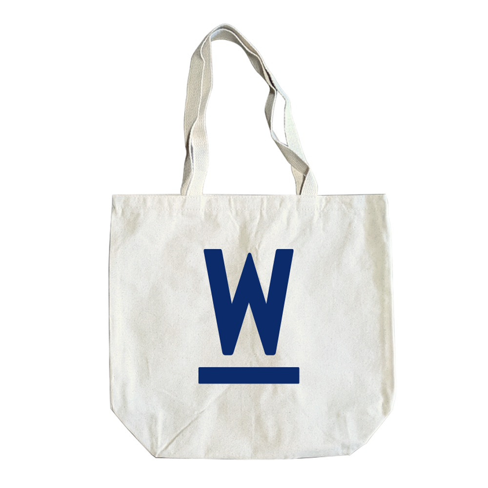 Natural canvas tote with navy Warren 