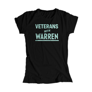 Veterans with Warren Black Fitted T-shirt with Liberty Green type. (4455167295597) (7433024995517)