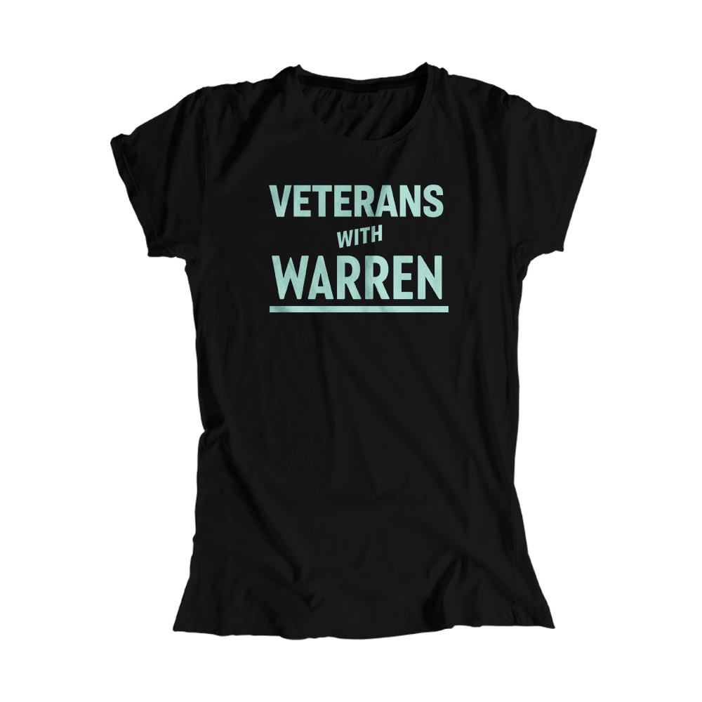Veterans with Warren Black Fitted T-shirt with Liberty Green type. (4455167295597) (7433024995517)