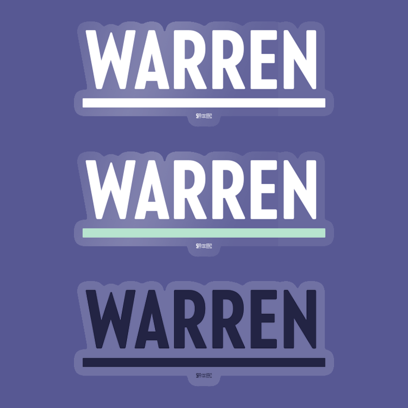 3-pack of Warren Vinyl Die-Cut Stickers in White, Navy, and White and Liberty Green. (4284231188589)