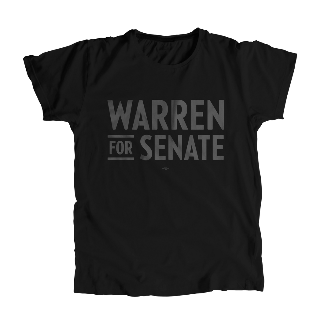 EW Warren for Senate Minimalist Unisex T-shirt - black shirt with Warren for Senate logo in gray (7456194330813)