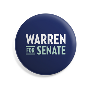 Navy 2.25 inch button with "Warren for Senate" logo in white (7456525779133)