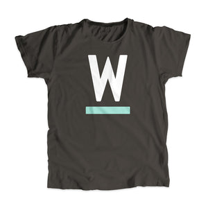 Warren "W" Minimalist Unisex T-Shirt Asphalt and White. (4361773940845) (7433025749181)