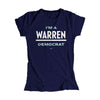 Navy fitted t-shirt with the phrase, I'm a Warren Democrat. Warren is the Warren logo in white and 