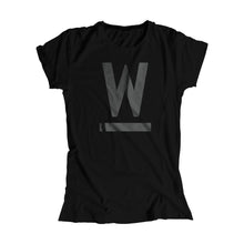 Load image into Gallery viewer, Warren W minimalistic fitted T-Shirt in Black and black type.. (4361825255533) (7433025552573)