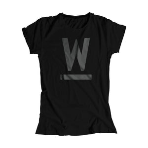 Warren W minimalistic fitted T-Shirt in Black and black type.. (4361825255533) (7433025552573)