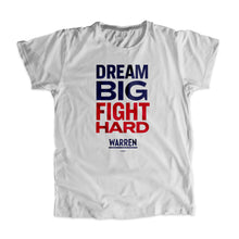 Load image into Gallery viewer, Gray Dream Big, Fight Unisex T-Shirt with navy and red type. (1518922596461) (7432137736381)