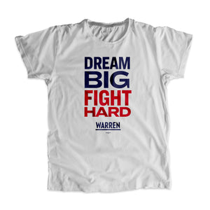 Gray Dream Big, Fight Unisex T-Shirt with navy and red type. (1518922596461) (7432137736381)