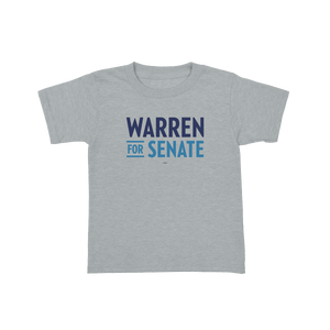 EW Warren for Senate Youth T-shirt - heather gray shirt with navy and mid-blue Warren for Senate logo (7456194298045)