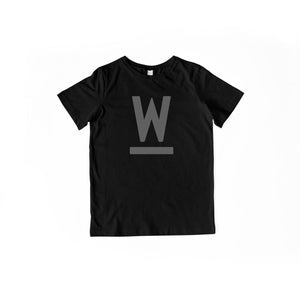 Black Warren "W" minimalist youth t-shirt. (4407533109357) (7433025880253)