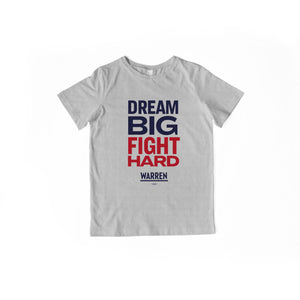 Dream Big, Fight Hard gray youth t-shirt with navy and red type.  (1518924136557) (7432138129597)