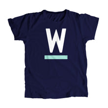 Load image into Gallery viewer, Warren &quot;W&quot; Minimalist Unisex T-Shirt in Navy and White. (4361773940845) (7433025749181)