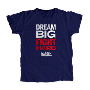 Navy Dream Big, Fight Unisex T-Shirt with white and red type. (1518922596461) (7432137736381)
