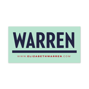 Rectangular bumper sticker with WARREN logo in navy and www.elizabethwarren.com in red (3928571215981)