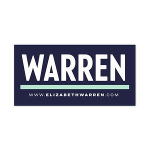 Navy rectangular car magnet with WARREN logo in white with liberty green underline and white URL beneath the logo (3928571281517)