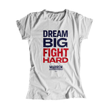 Load image into Gallery viewer, Gray Dream Big, Fight Hard Fitted T-shirt with Navy and Red type. (1518922530925) (7431682818237)