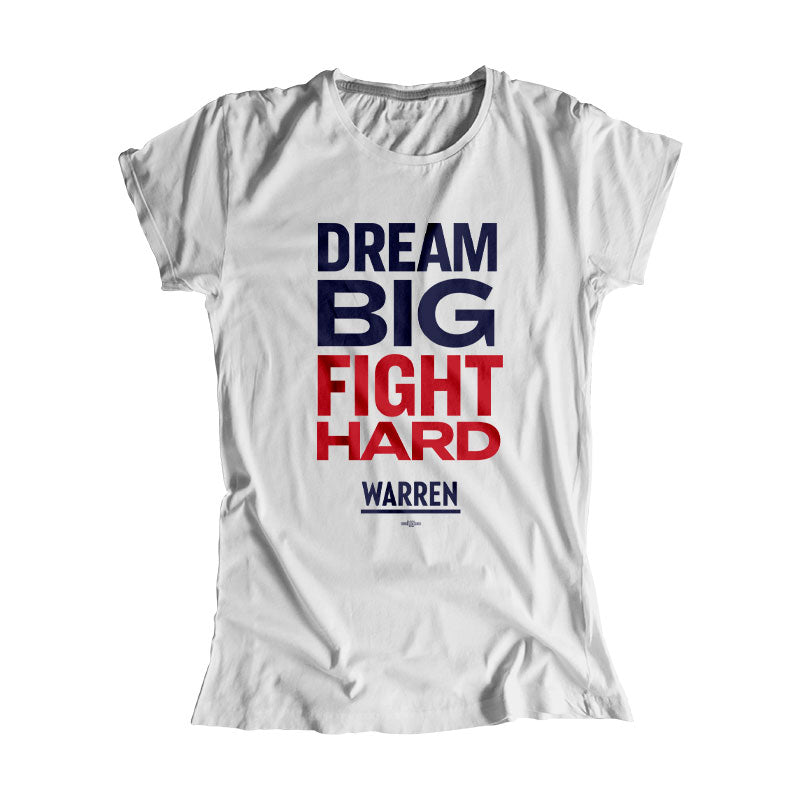 Gray Dream Big, Fight Hard Fitted T-shirt with Navy and Red type. (1518922530925) (7431682818237)