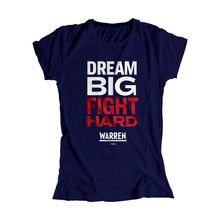 Load image into Gallery viewer, Navy Dream Big, Fight Hard Fitted T-Shirt with white and red type. (1518922530925) (7431682818237)