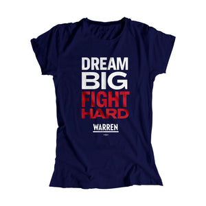 Navy Dream Big, Fight Hard Fitted T-Shirt with white and red type. (1518922530925) (7431682818237)